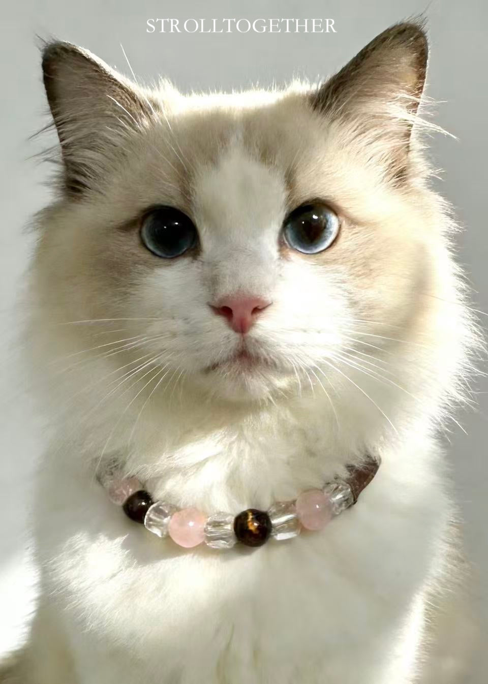 Love Bond|  Matching Crystal Collar for Pets & Owners Rose Quartz, Red Tiger's Eye & Clear Quartz「32.5～38.5cm」「28.5～34.5cm」