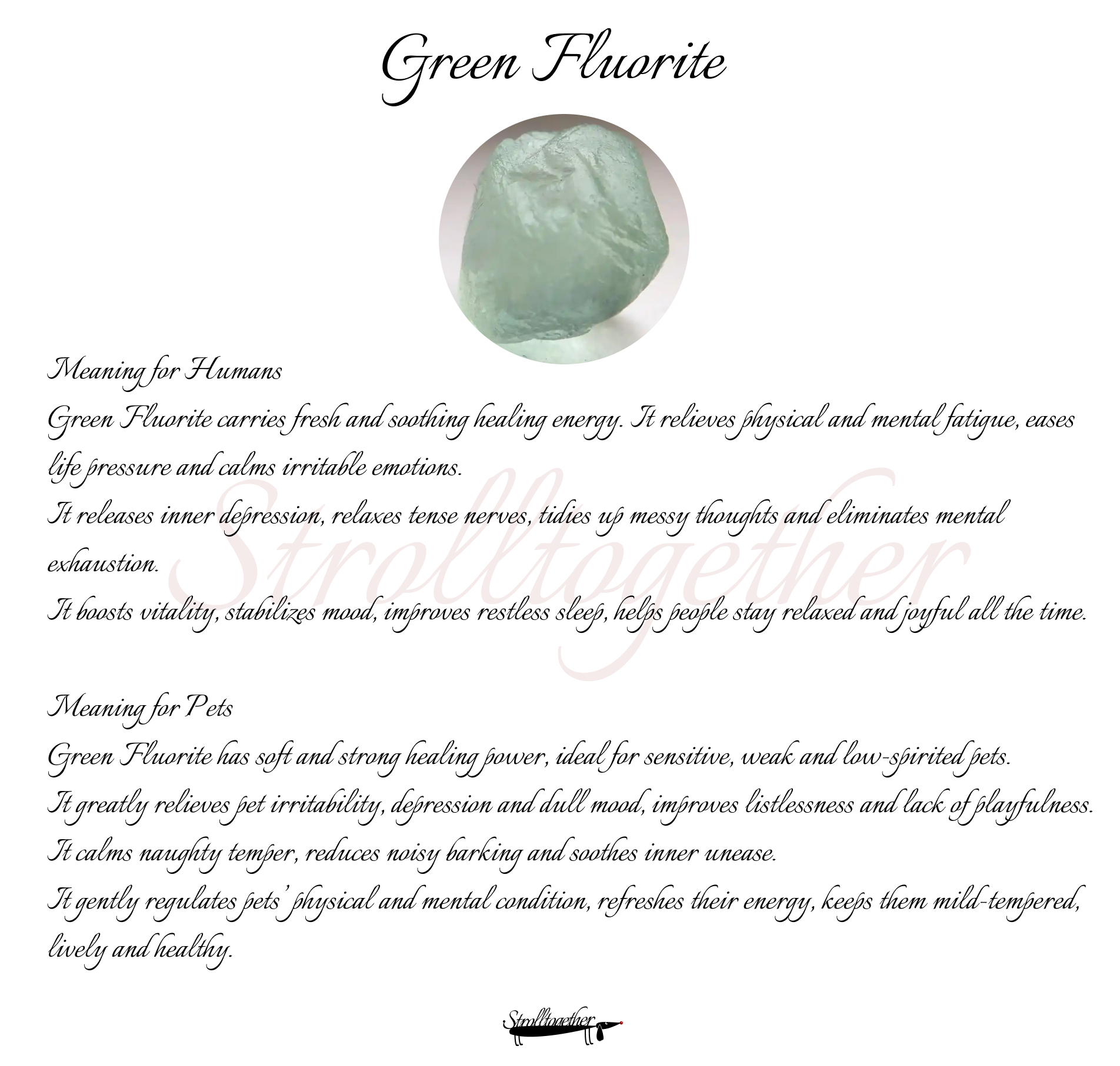 Spring Whisper｜Matching Crystal Set for You & Your Pet Clear Quartz+Green Fluorite+White Phantom Quartz「26-31.5cm」