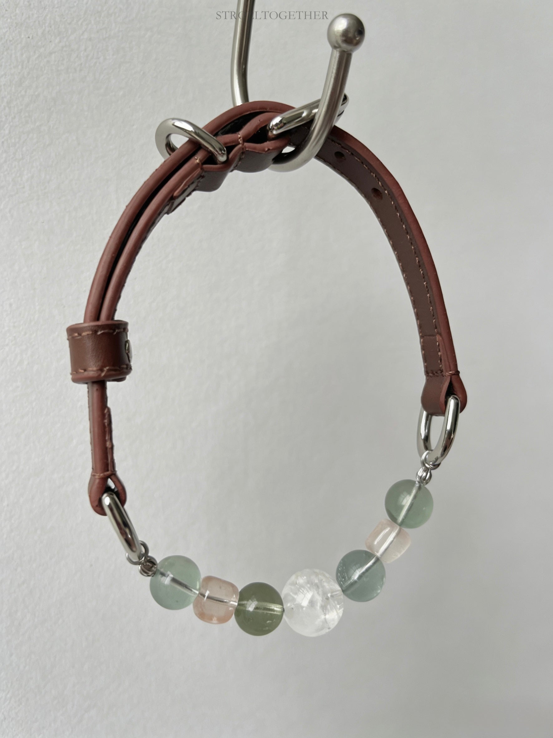 Spring Whisper｜Matching Crystal Set for You & Your Pet Clear Quartz+Green Fluorite+White Phantom Quartz「26-31.5cm」