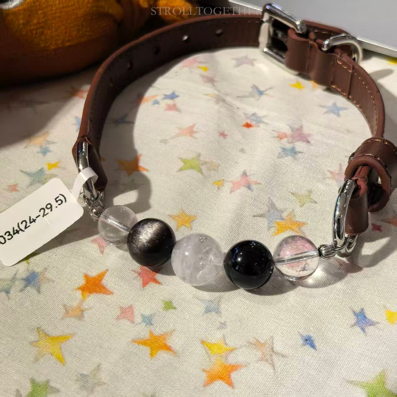 StrollTogether | "Stardust" Natural Crystal Collar – Custom Lucky Charm for Your Furry Friend 「24-29cm」