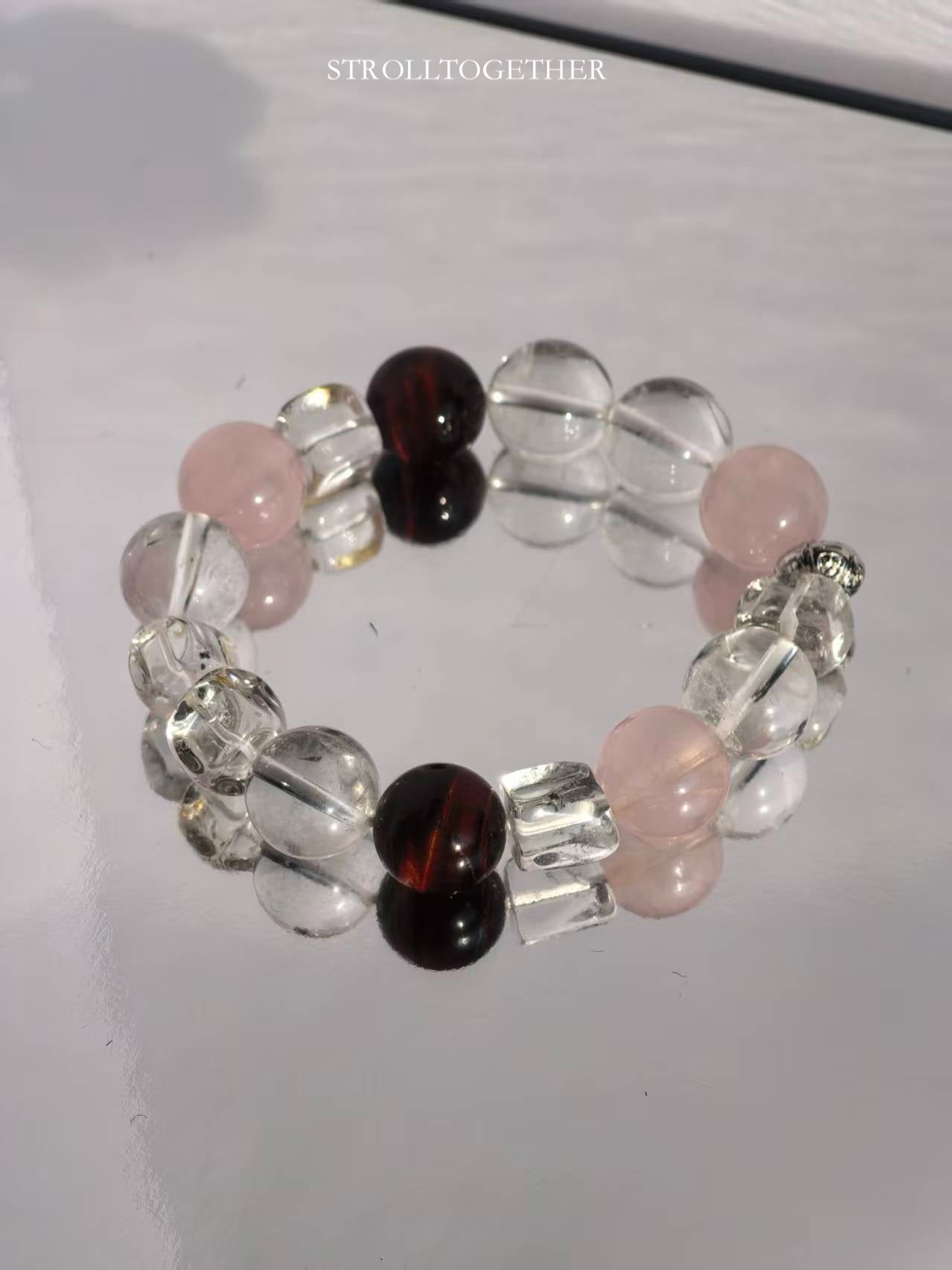 Love Bond|  Matching Crystal Collar for Pets & Owners Rose Quartz, Red Tiger's Eye & Clear Quartz「32.5～38.5cm」「28.5～34.5cm」