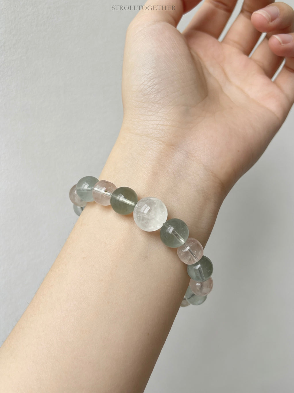Spring Whisper｜Matching Crystal Set for You & Your Pet Clear Quartz+Green Fluorite+White Phantom Quartz「26-31.5cm」