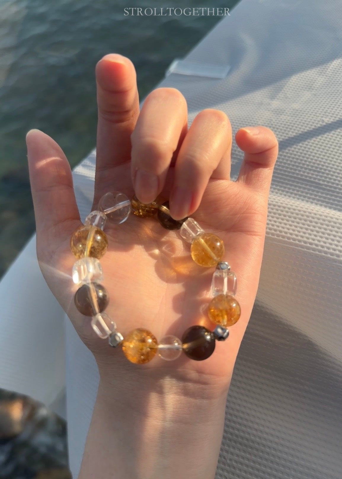 Golden Aura | Citrine, Yellow Tower Crystal, Smoky Quartz & Clear Quartz「32-37.5cm」