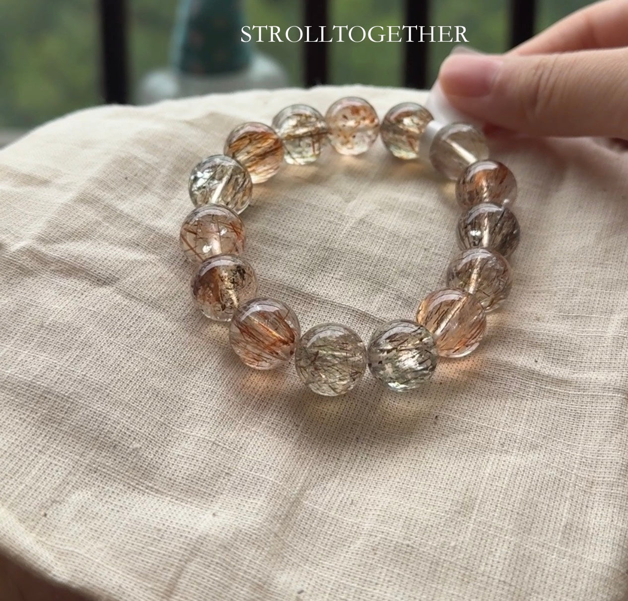 Ebony Grove Crystal Collar | Black Rutilated + Clear Quartz + Smoky Quartz Pet Collar「Neck Size：34-40cm」