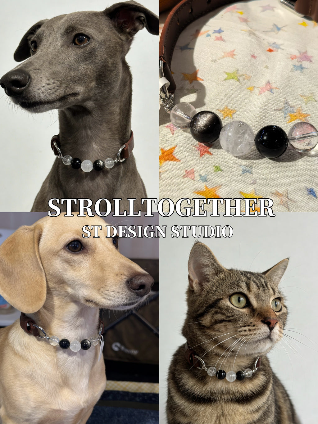 StrollTogether | "Stardust" Natural Crystal Collar – Custom Lucky Charm for Your Furry Friend 「24-29cm」