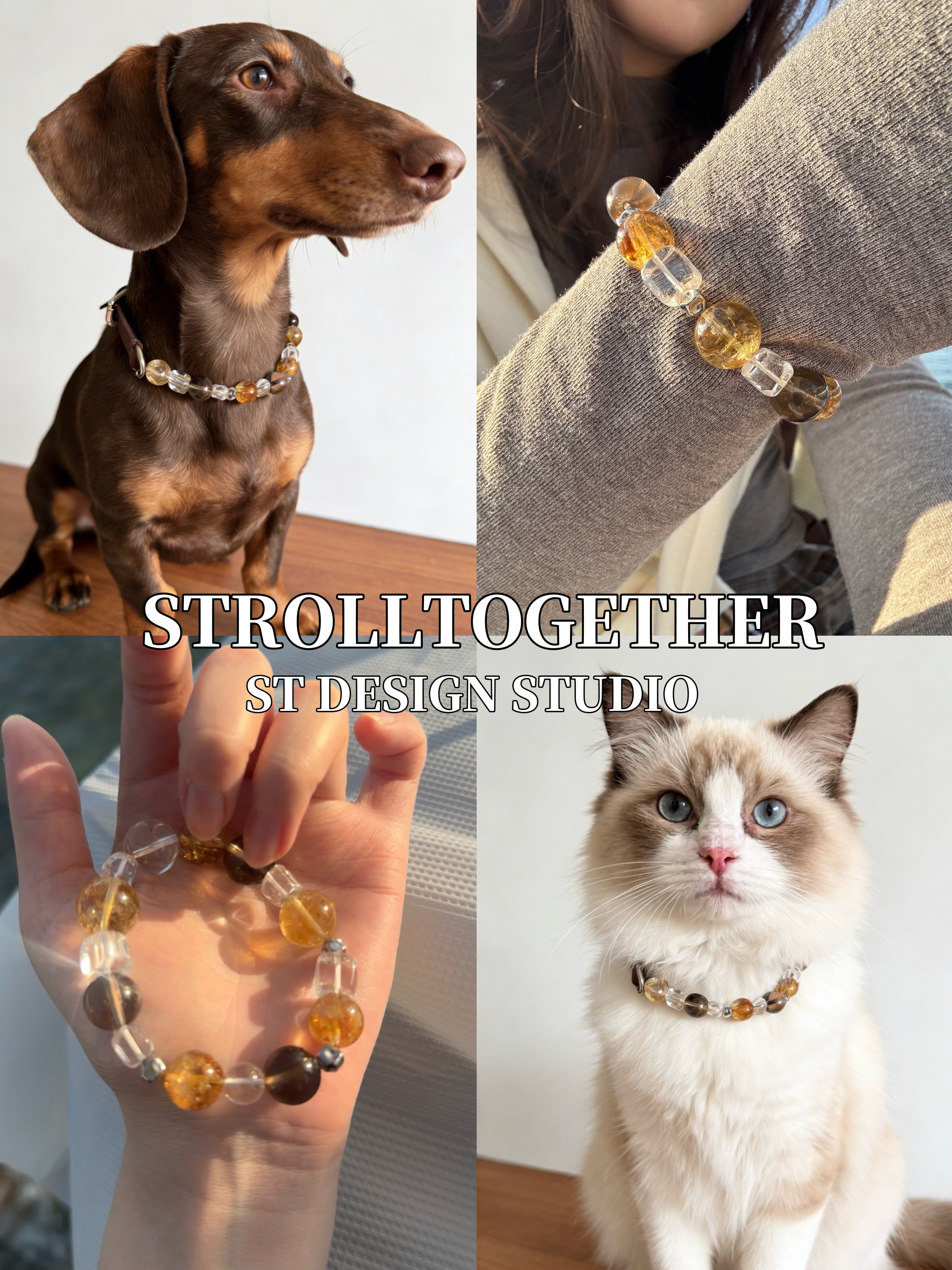 Golden Aura | Citrine, Yellow Tower Crystal, Smoky Quartz & Clear Quartz「32-37.5cm」