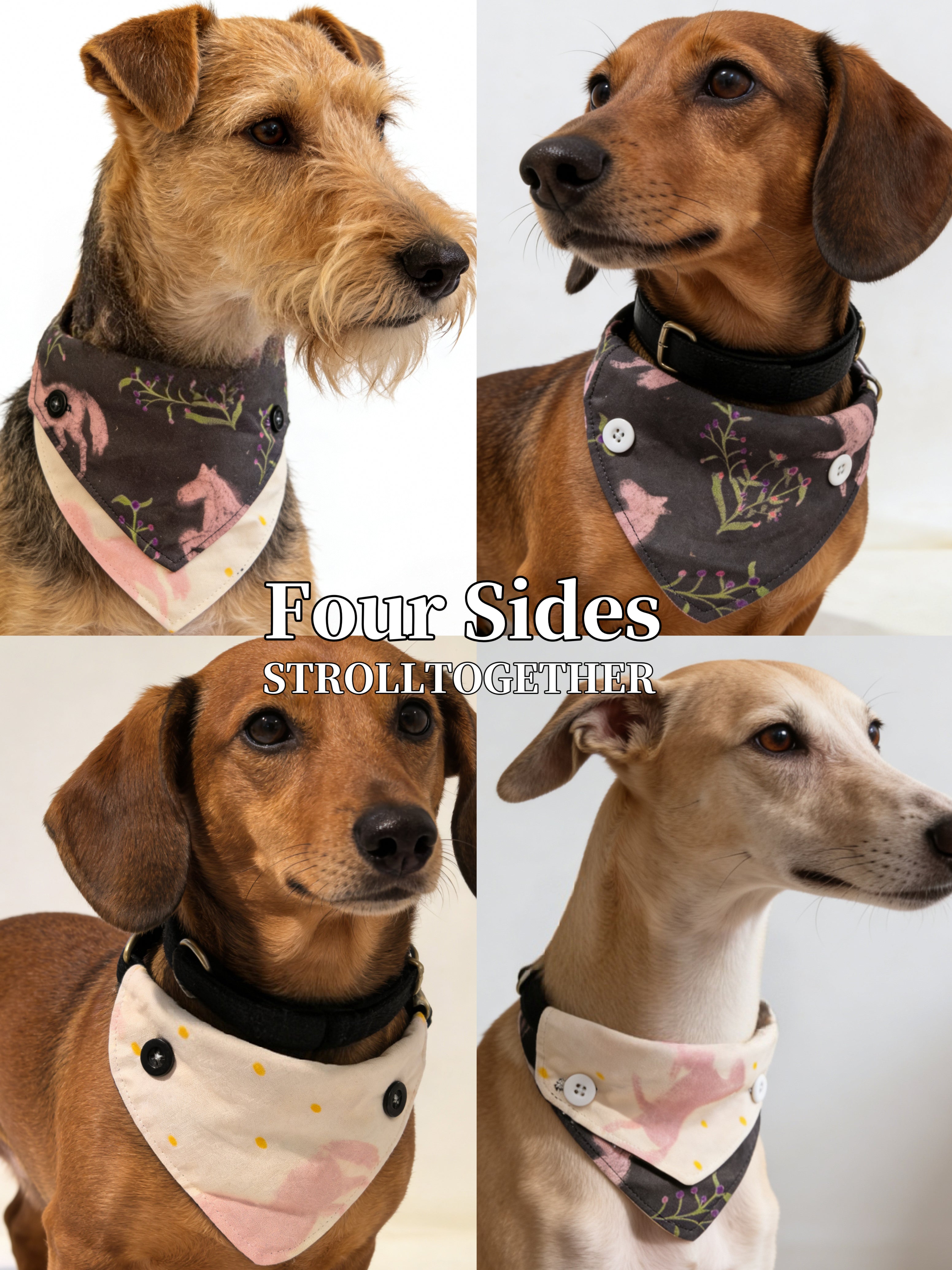 「Little Pink Pony」 Reversible Bandana Dog Collar