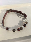 「Wild Heart」 Crystal Collar | Red Tiger's Eye & Smoky Quartz Pet 「31.5-37.5cm」