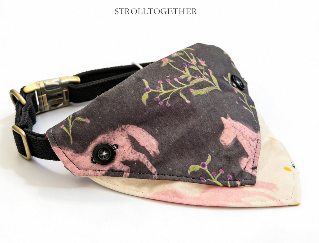 「Little Pink Pony」 Reversible Bandana Dog Collar