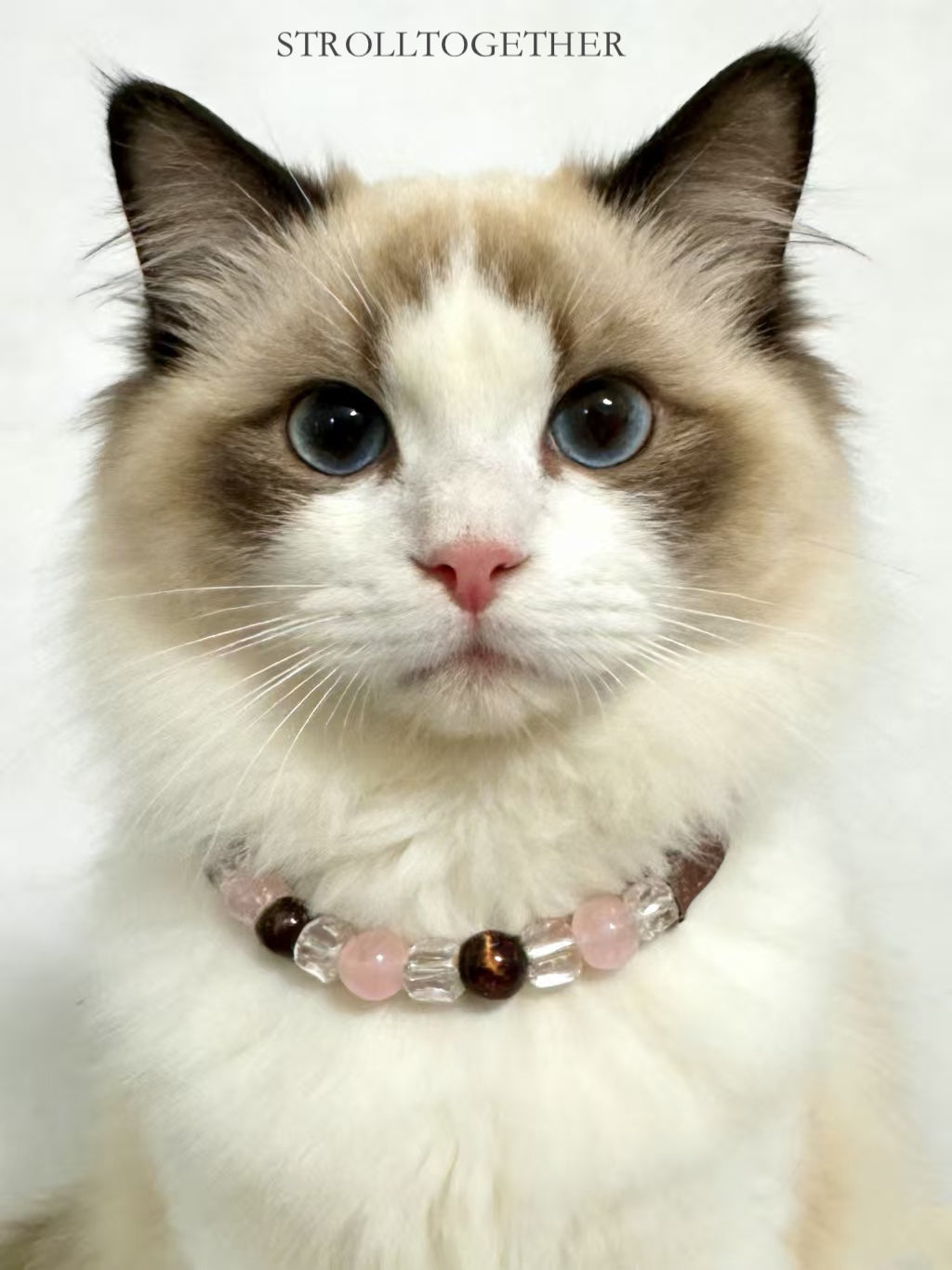 Love Bond|  Matching Crystal Collar for Pets & Owners Rose Quartz, Red Tiger's Eye & Clear Quartz「32.5～38.5cm」「28.5～34.5cm」